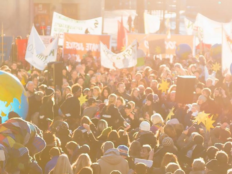 Large crowd of environmental/climate protesters