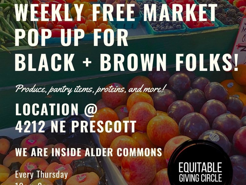 WEEKLY FREE MARKET POP UP FOR BLACK + BROWN FOLKS! 4212 NE Prescott inside Alder Commons, every Thursday 10am-2pm