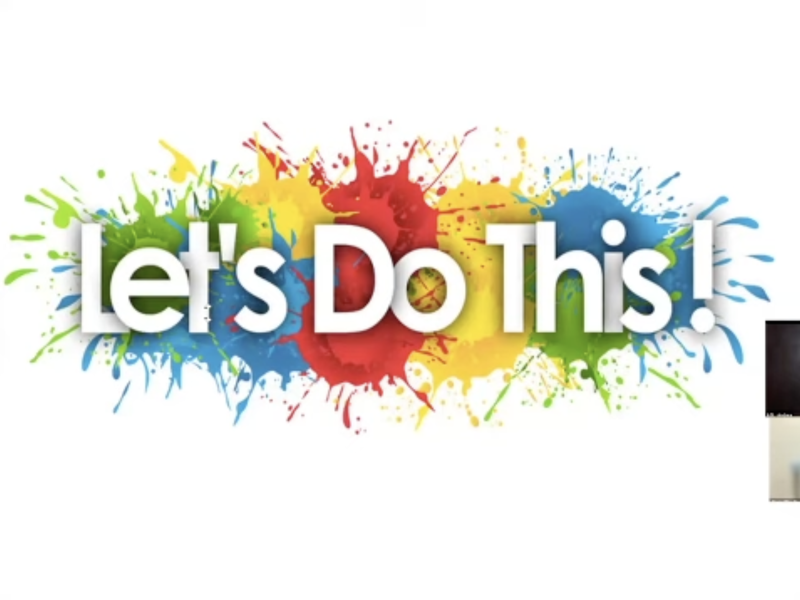 Screenshot from the Preparing to Prosper webinar, with large colorful text reading LETS DO THIS