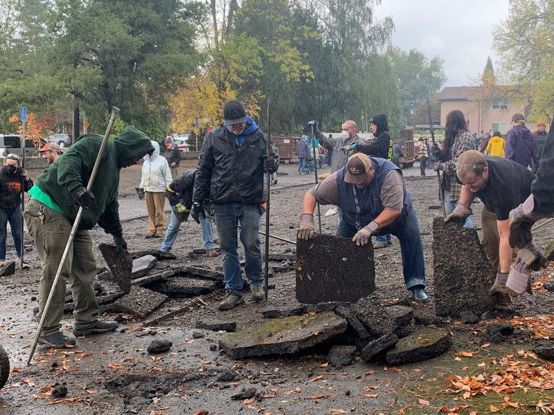 Removing impervious surface for a green space