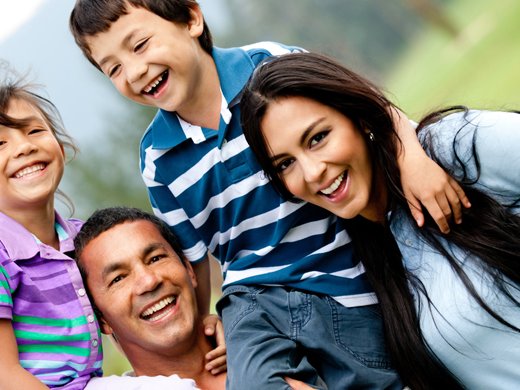 Latino family smiling