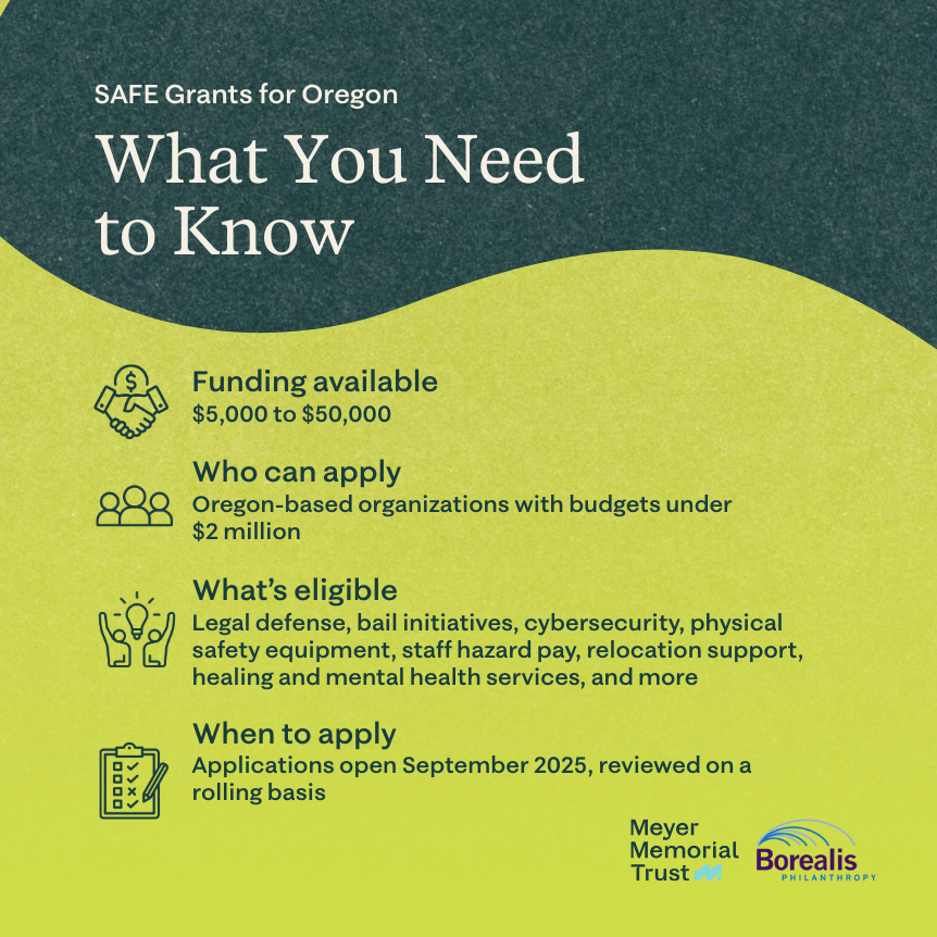see https://drln.org/news/announcing-safe-grants-for-oregon-rapid-response-funding-for-community-safety/ for text on this image